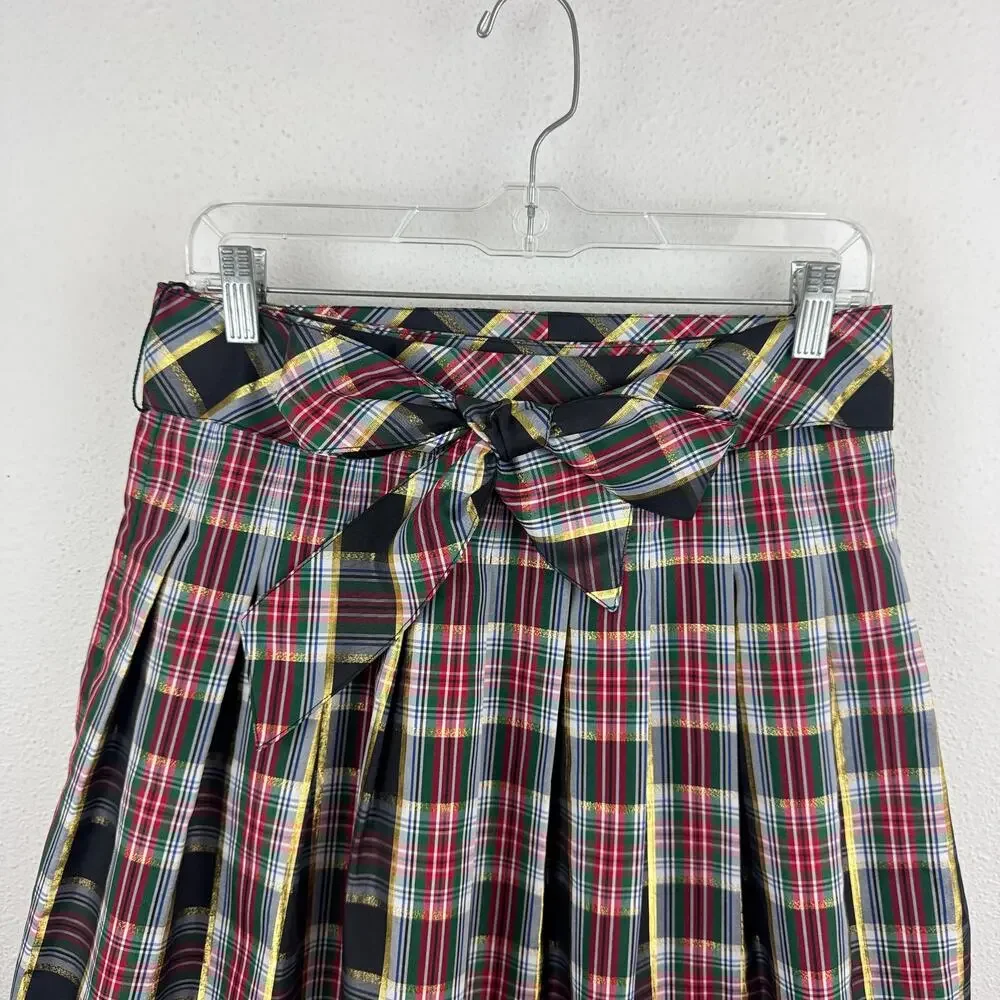 Talbots Metallic Plaid Taffeta Patio Skirt